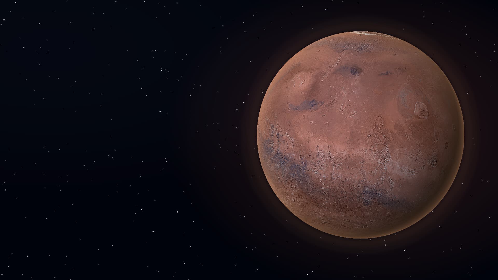 Generated Mars hero still with dust haze and polar frost.