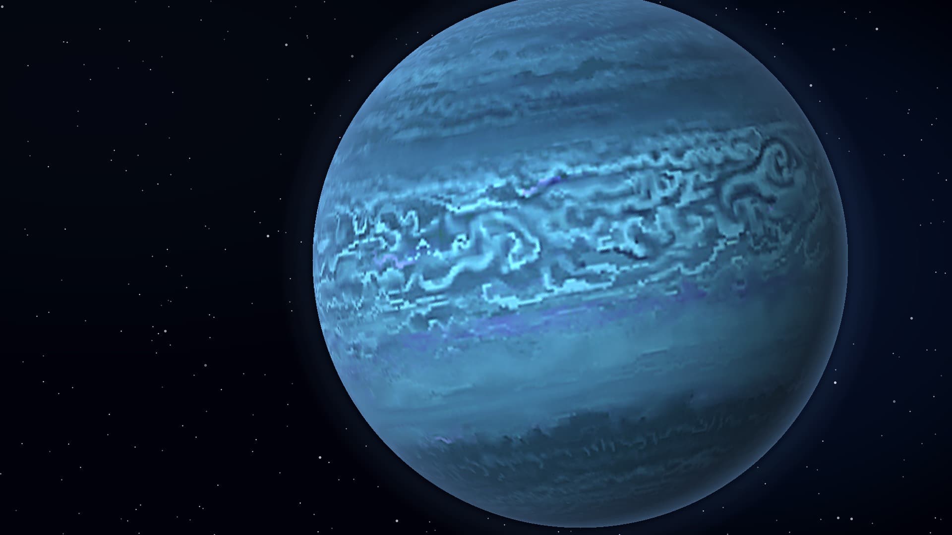 Generated Neptune profile plate with rich blue atmosphere and cloud streaks.