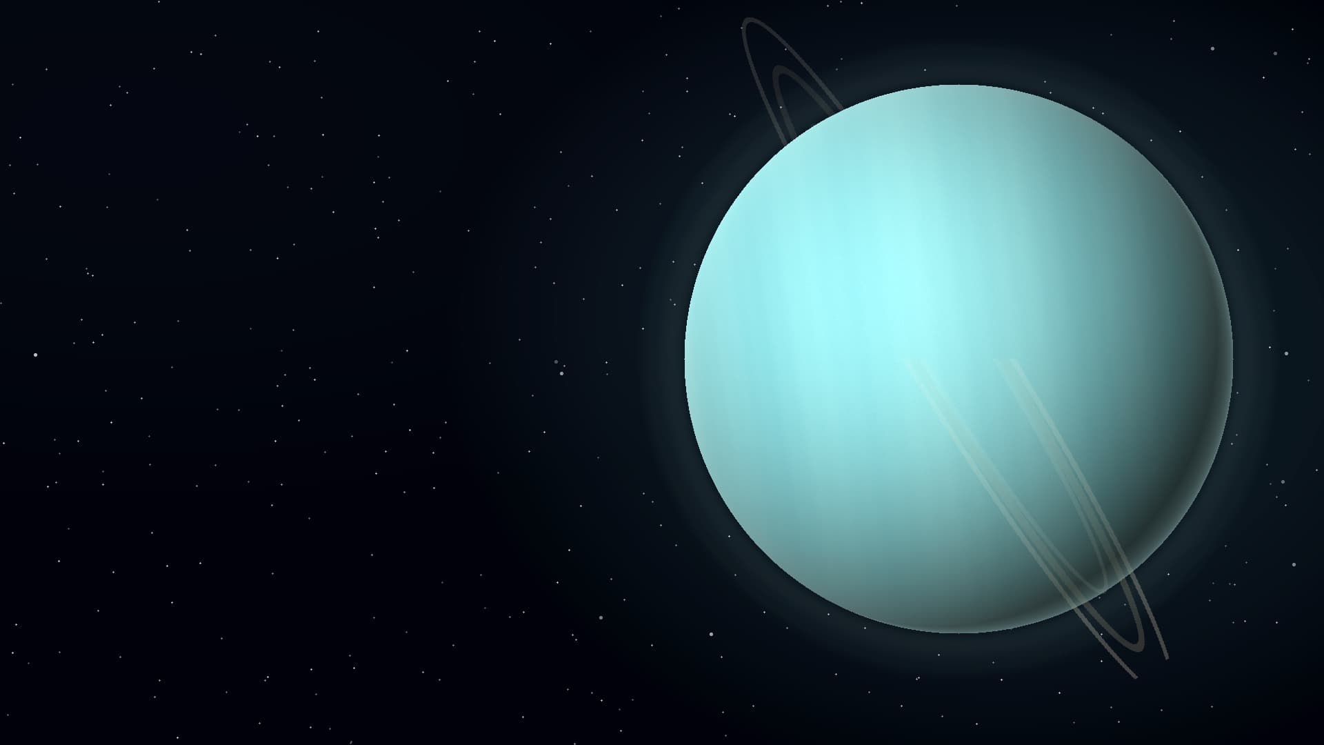 Generated Uranus hero still with methane-blue globe and faint rings.