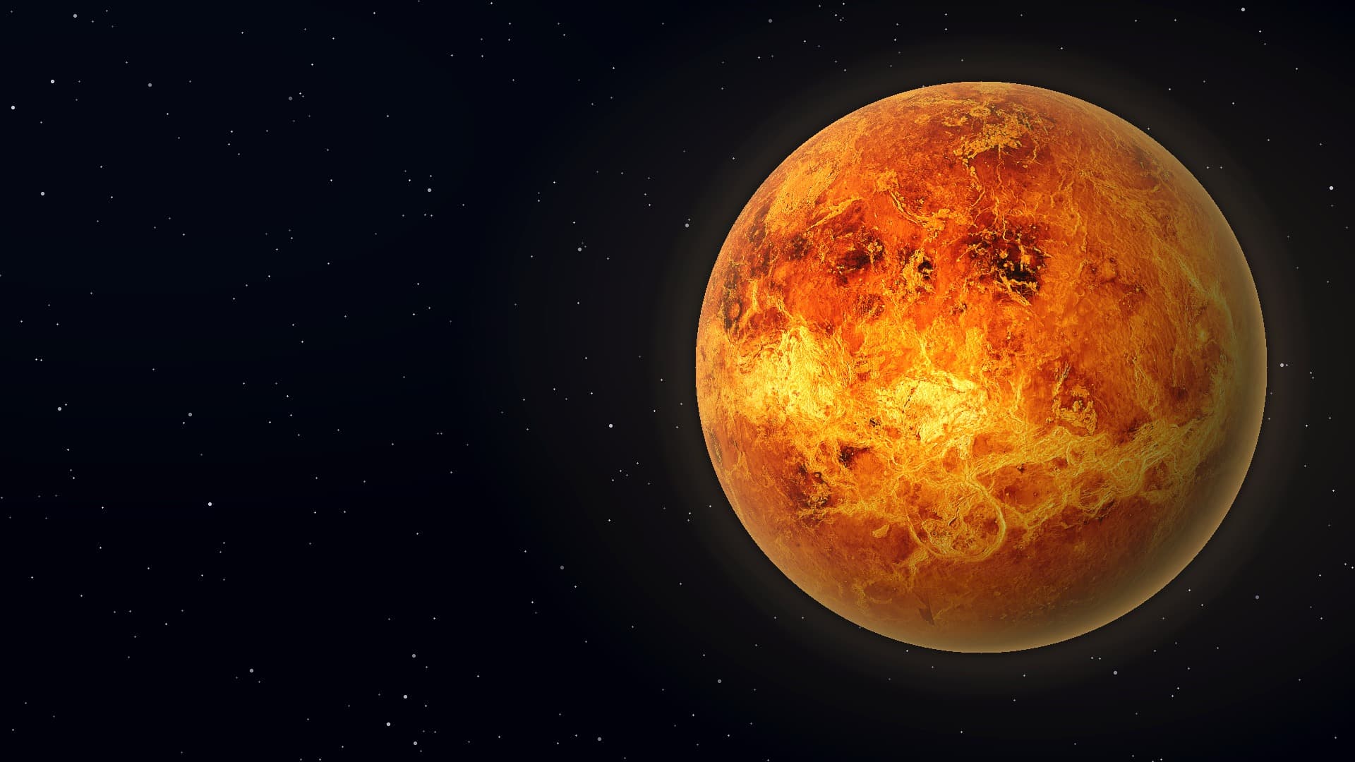 Generated Venus hero still with golden haze and clouded globe.
